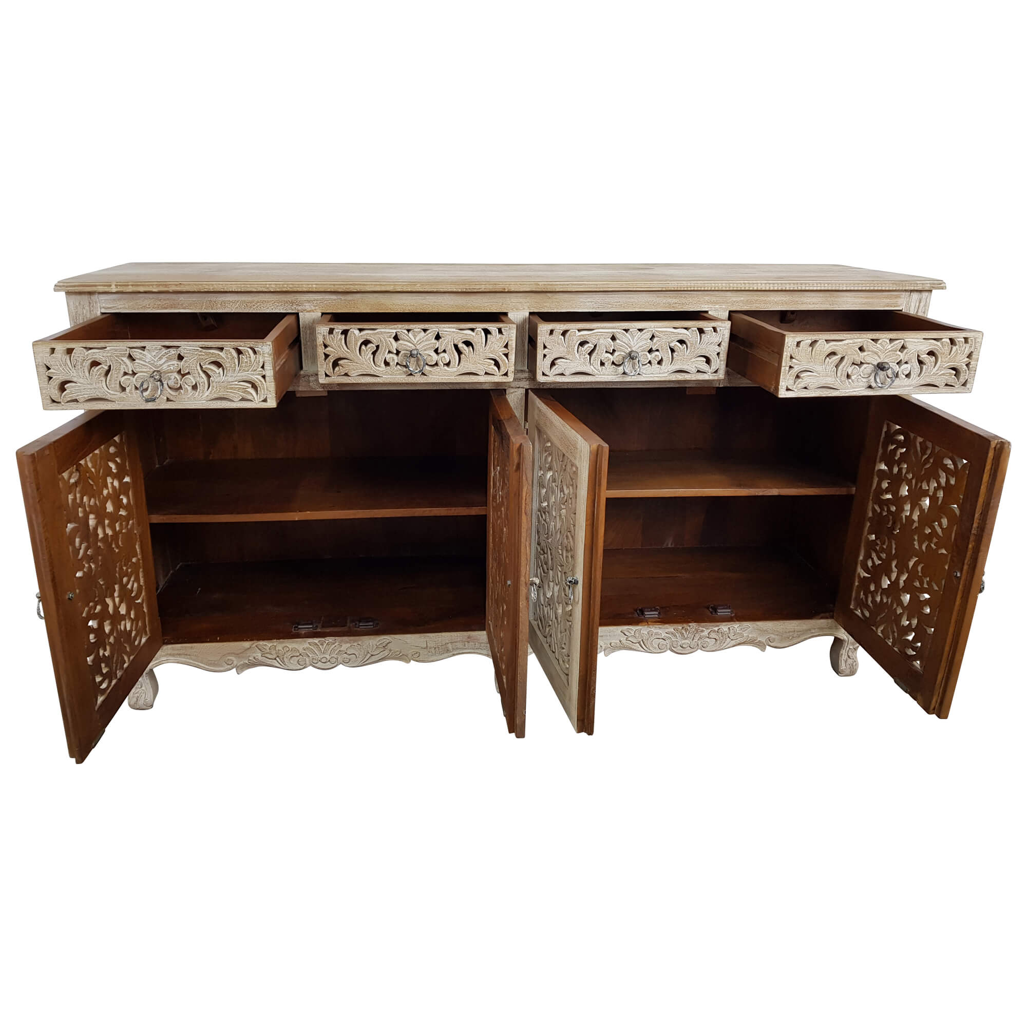Sideboard Kommode groß Anrichte Schrank Design Vollholz weiß Vintage Shabby Chic