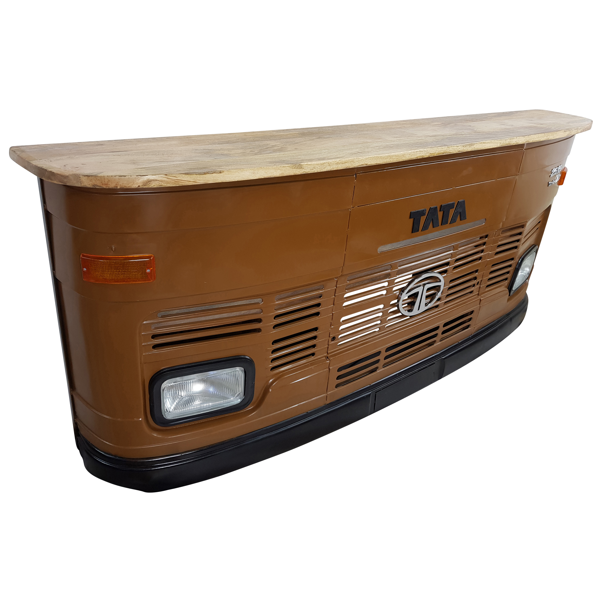 Theke Empfangstresen LKW Bar Tresen Tata groß braun Vintage Design Empfangstheke Metall Anrichte