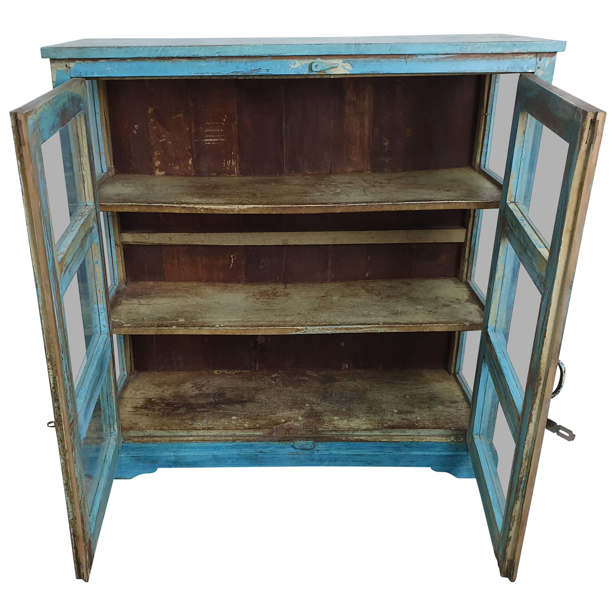 Kommode Anrichte Vitrine Schrank blau Massivholz Vintage Shabby Chic Unikat 21