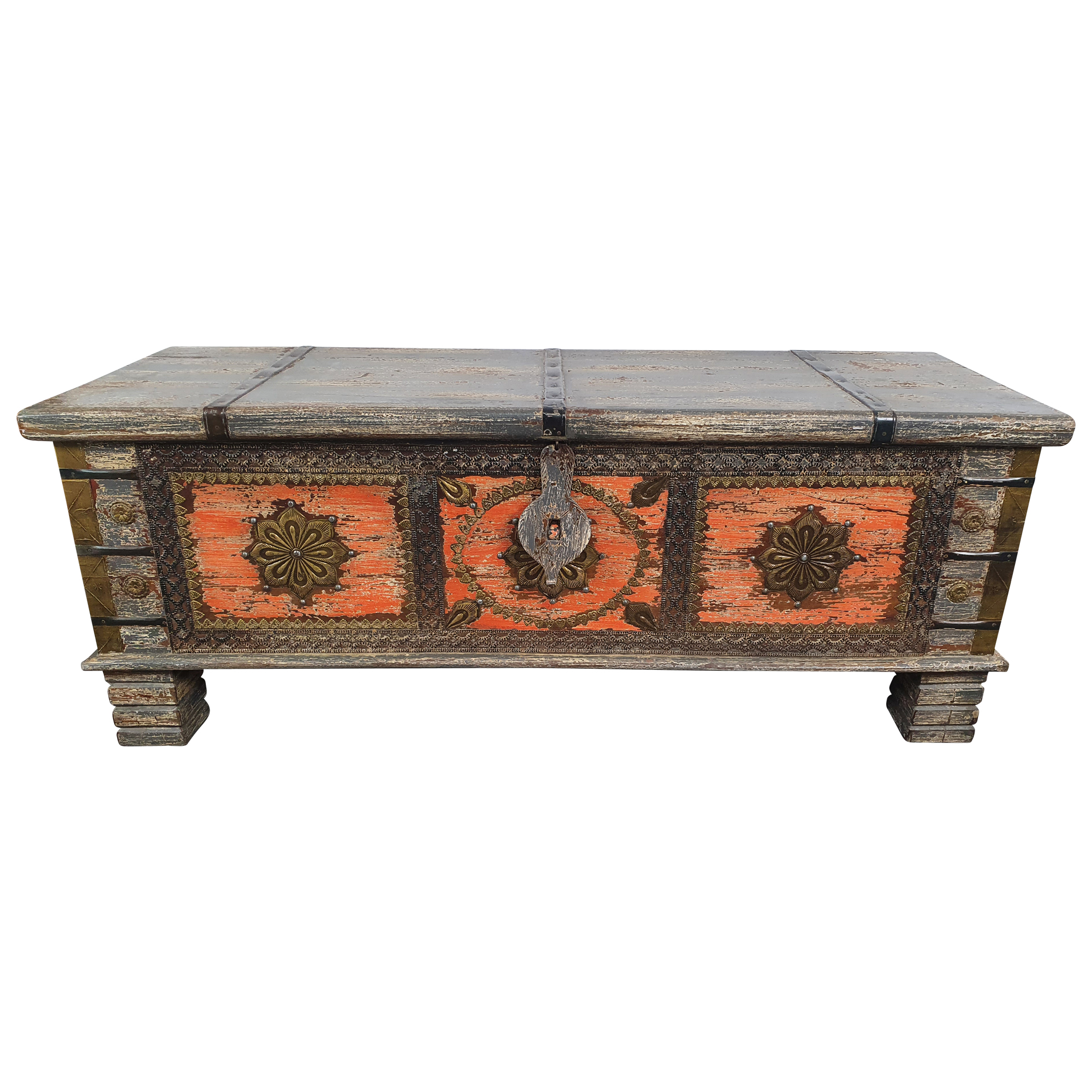 Truhe Kiste Holztruhe Vintage Massiv Box aus Altholz Antik Handarbeit Unikat 9