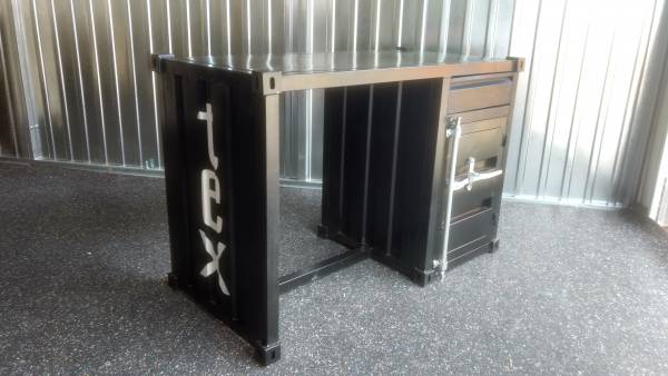 Schreibtisch Container Möbel Metall schwarz Industrie-Design Industrial Look Tex IT10131