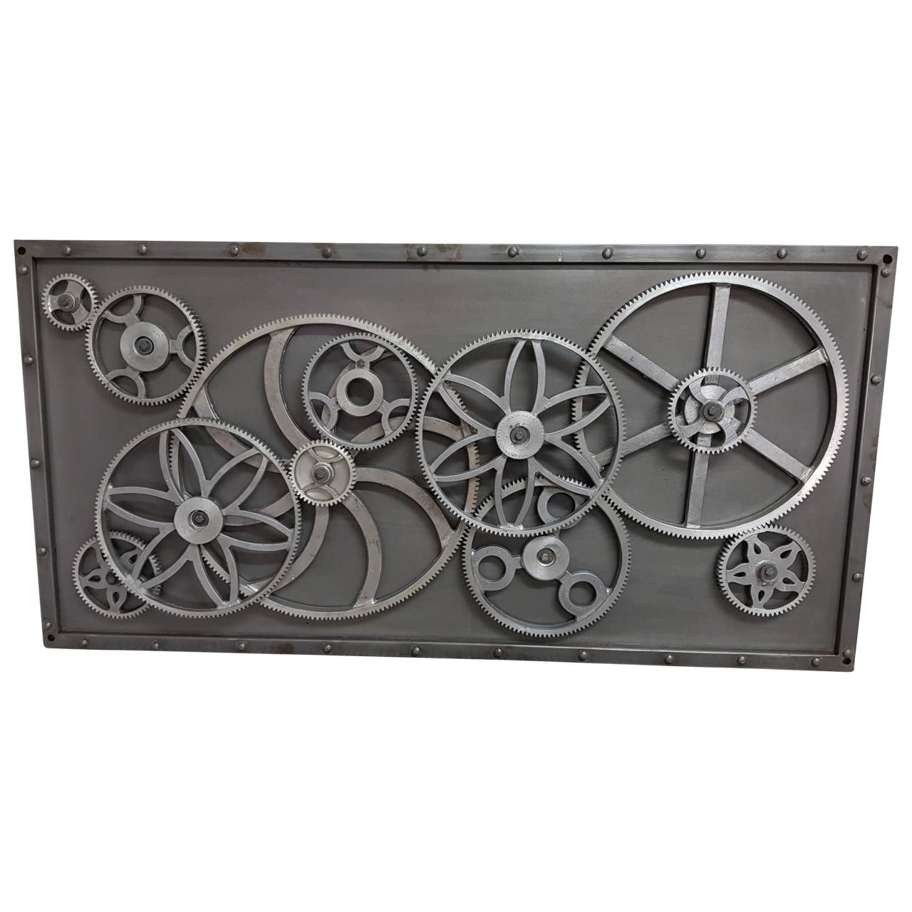 Metallbild 3D Wandbild Zahnräder 90x60 Design Industrial Style Wall Art Bar