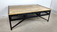 Couchtisch Wohnzimmer-Tisch 120 x 80 cm Mango Massiv-Holz Industrial Design Loft