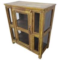 Kommode Anrichte Vitrine Schrank gelb Massivholz Vintage Shabby Chic Unikat 8