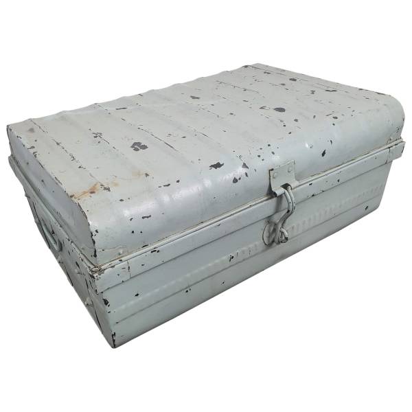 alter Koffer Blech Kiste old vintage Deko Metall Transportkoffer Geocaching 