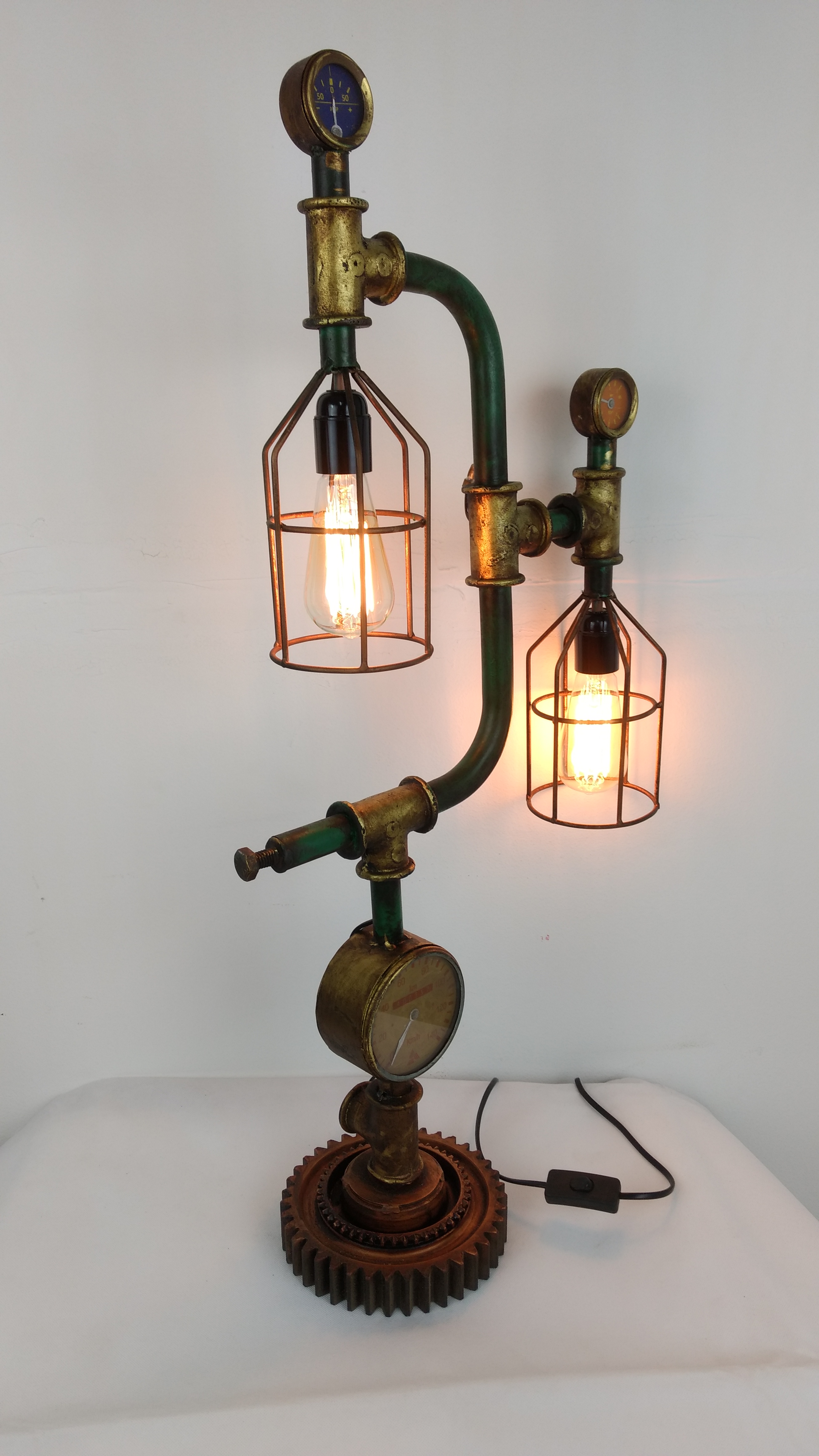 Tischlampe Vintage Lampe Tischleuchte Metall Rohr Industrial