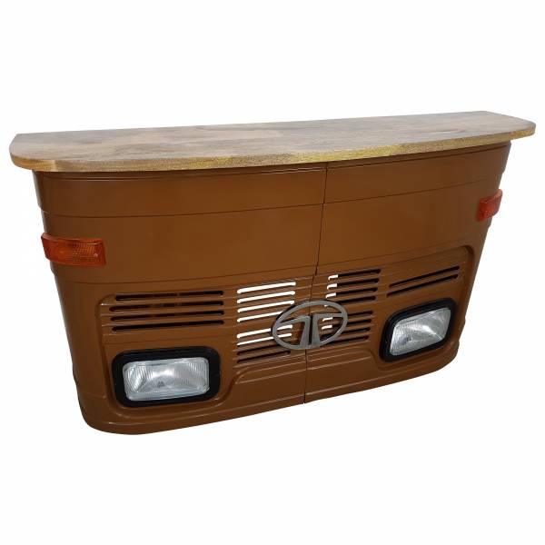 Theke Tresen LKW Front Tata Braun Empfangstresen Empfangstheke Holz Retro Trend IT10177