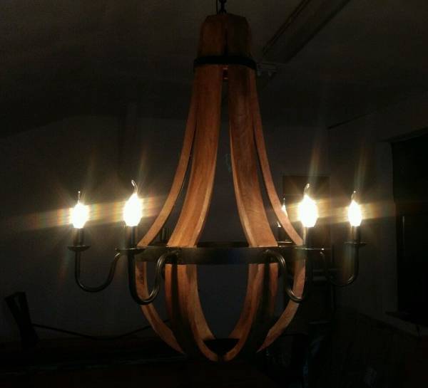 Kronleuchter Pendelleuchte Decken-Lampe 6 flammig e14 Holz Metall xl 80 Ø Design