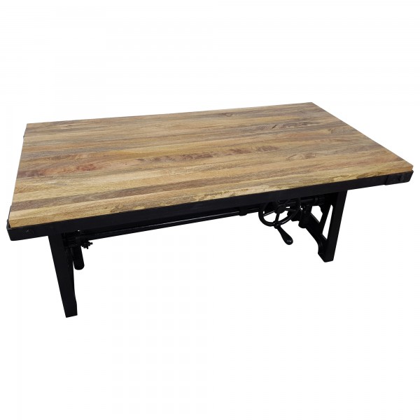 Couchtisch Plank Höhenverstellbar Kurbel Massivholz Industrie-Design ... Couchtisch Plank Höhenverstellbar Kurbel Massivholz Industrie-Design ...