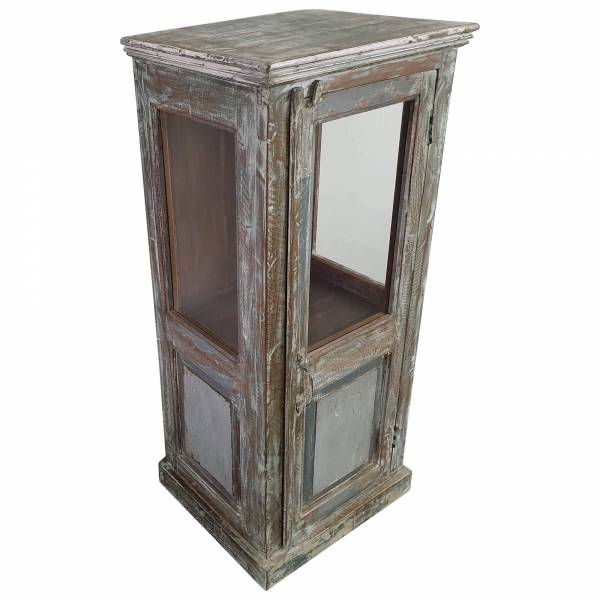 Kommode Hochkommode Vitrine Glas Massiv Holz Vintage Shabby Chic old Design