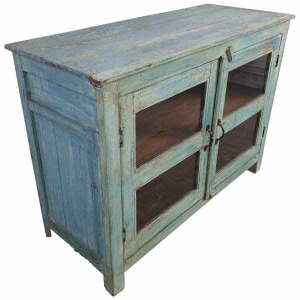 Kommode Anrichte Vitrine Schrank blau Massivholz Vintage Shabby Chic Unikat 20