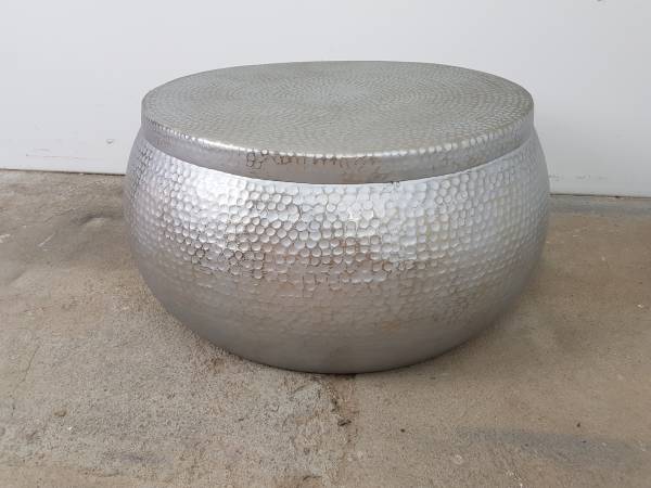 Couchtisch Wohnzimmertisch Loungetisch Tisch Hammerschlag Alu silber Rund Design IT10101