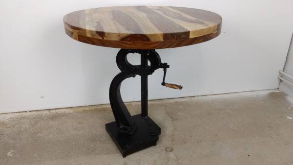 Stehtisch Bartisch Bistrotisch Tisch Höhenverstellbar Ø 76 cm Sheesham Crank IT10072