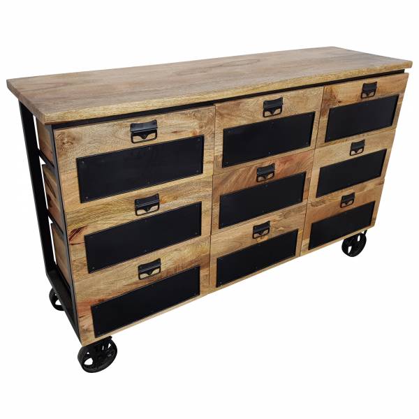 Kommode Schrank Sideboard Räder Rollbar Massiv-Holz apotheker Industrial Design IT10021
