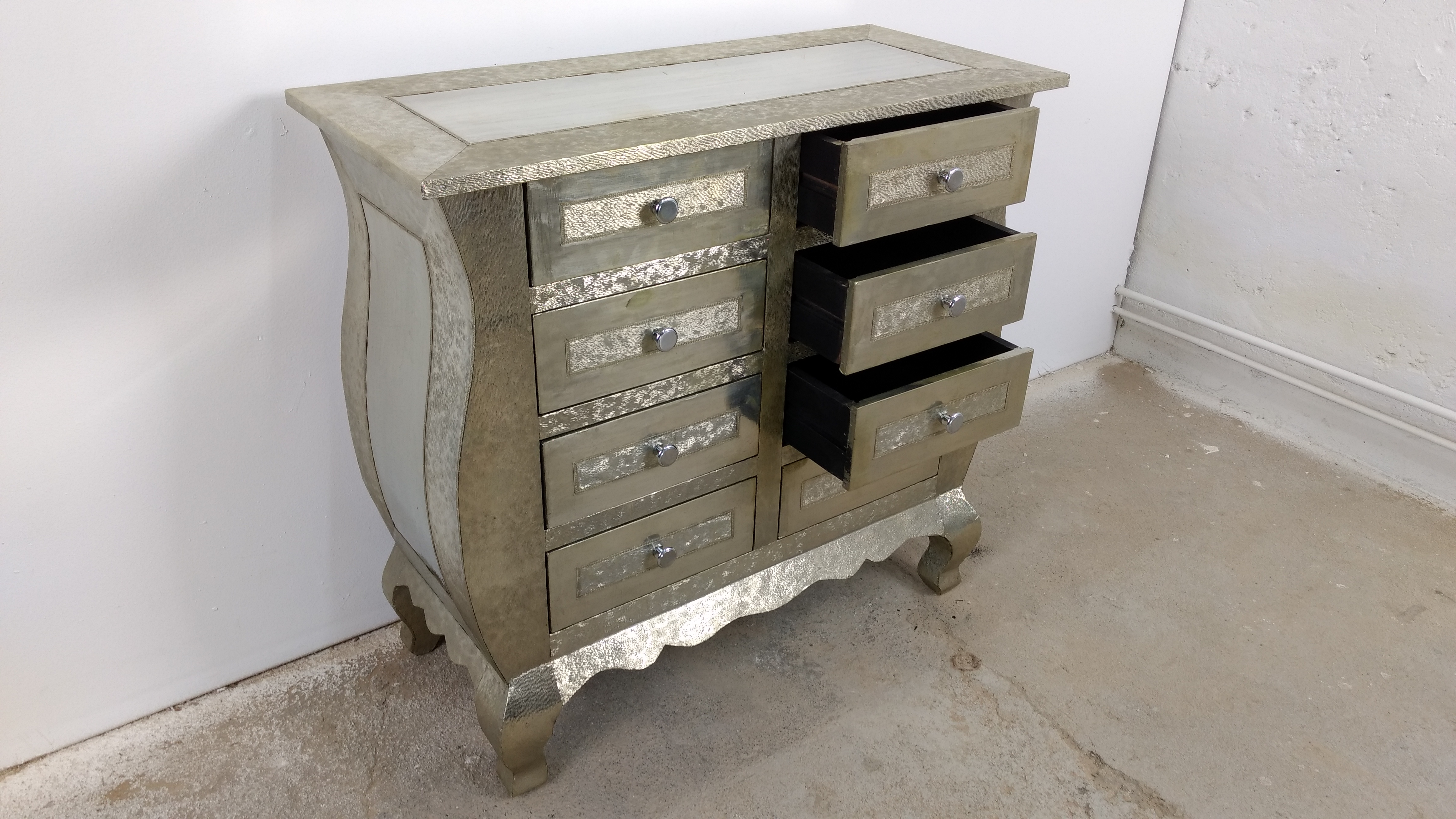 Kommode Schrank Anrichte Sideboard Mit Schubkasten Vintage Silber