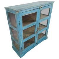 Kommode Anrichte Vitrine Schrank blau Massivholz Vintage Shabby Chic Unikat 21