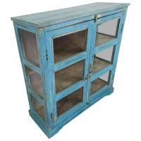 Kommode Anrichte Vitrine Schrank blau Massivholz Vintage Shabby Chic Unikat 21