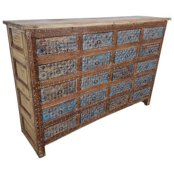 Sideboard Schubladenschrank Massiv Antik Vintage Schrank Taste of India Unikat IT10236