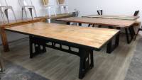 Esstisch höhenverstellbar mit Kurbel Massiv-Holz Mango Industrial Design Crank Table