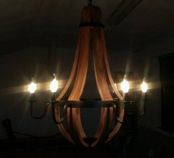 Kronleuchter Pendelleuchte Decken-Lampe 6 flammig e14 Holz Metall xl 80 Ø Design IT10060
