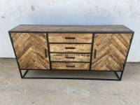 Sideboard Fischgräten Muster mit Schubladen 180 cm Natur