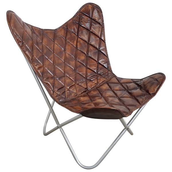 Butterfly Chair Sessel Design Lounge Stuhl Vintage echt Leder braun Loungesessel