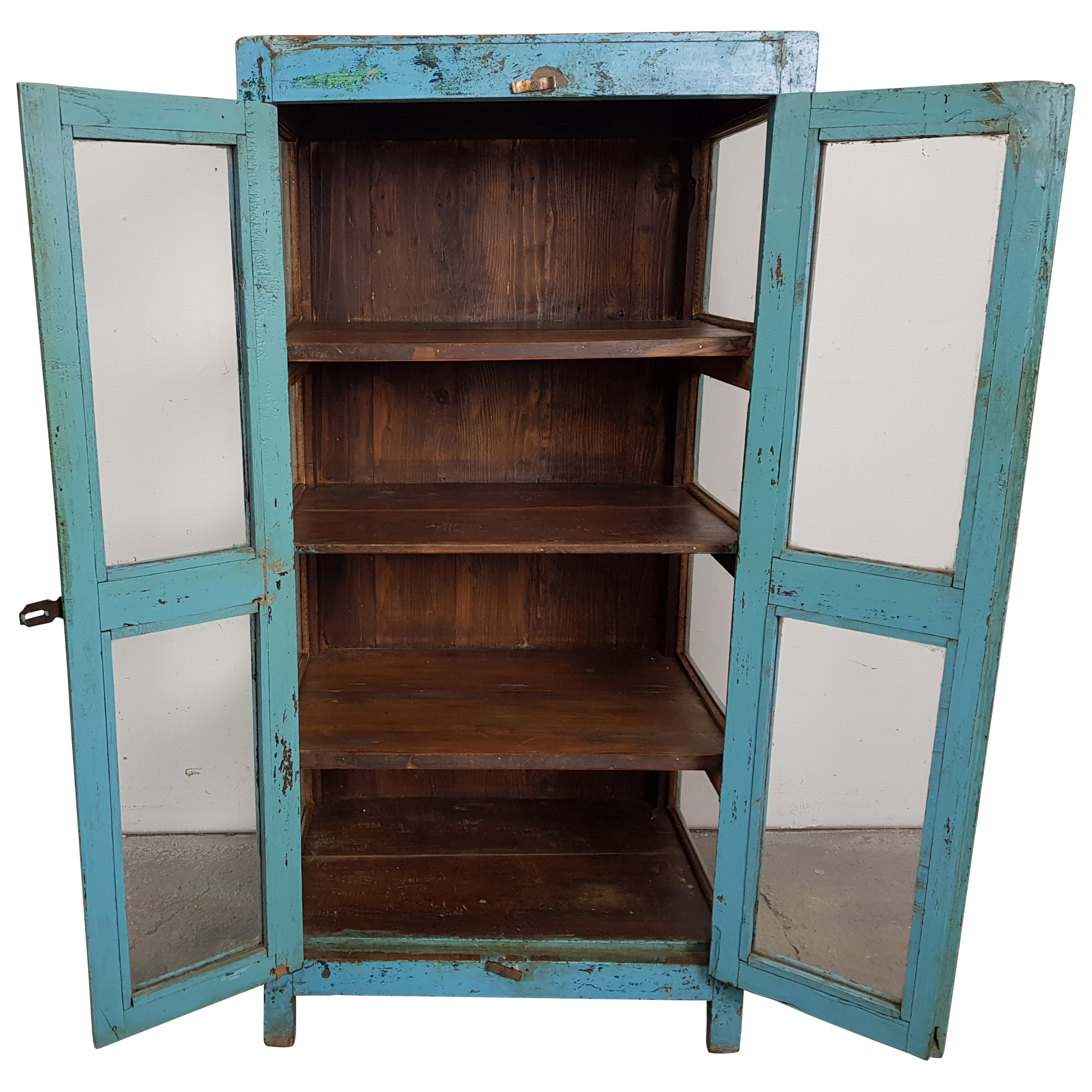 Kommode Anrichte Vitrine Schrank blau Massivholz Vintage ...