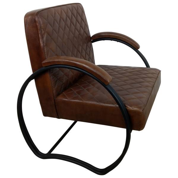 Sessel Clubsessel Lounge Leder in coffee braun Designer 20er Jahre Armcair Loft