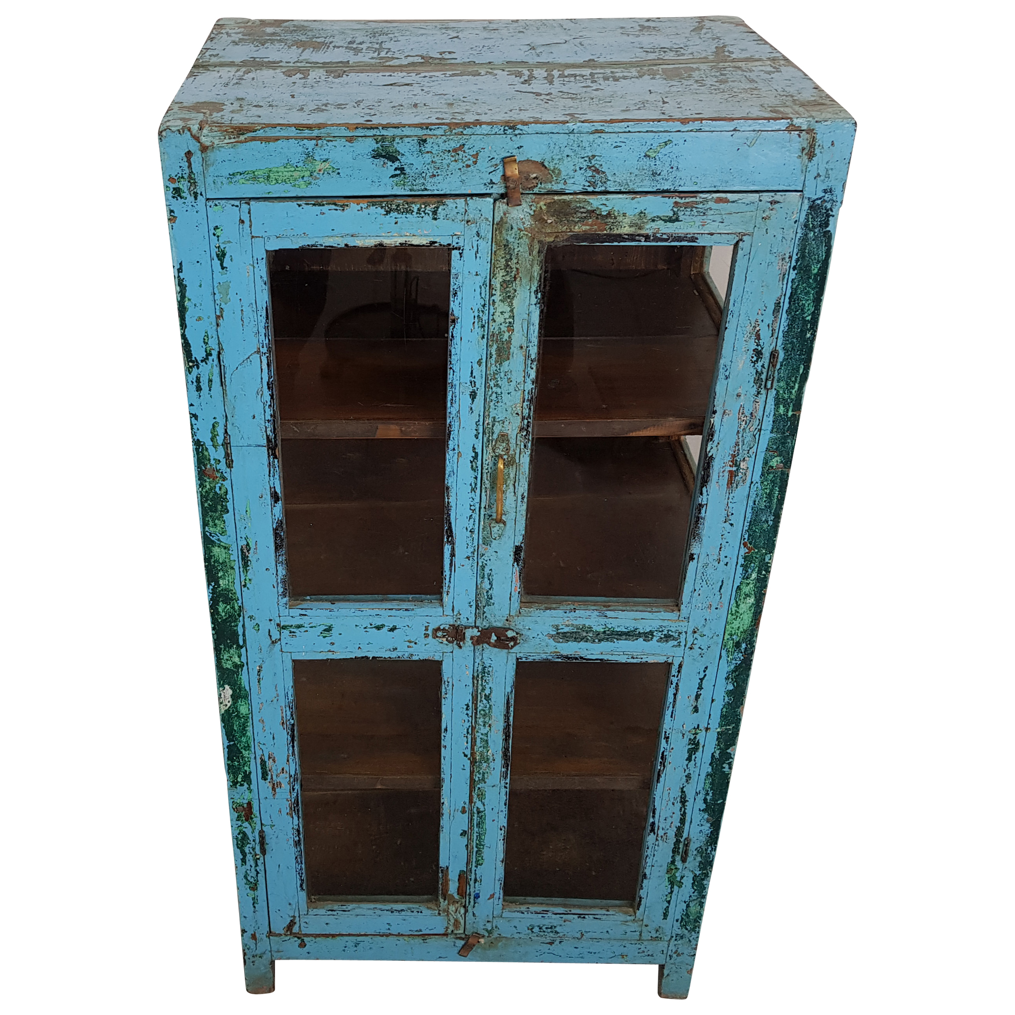 Kommode Anrichte Vitrine Schrank blau Massivholz Vintage Shabby Chic