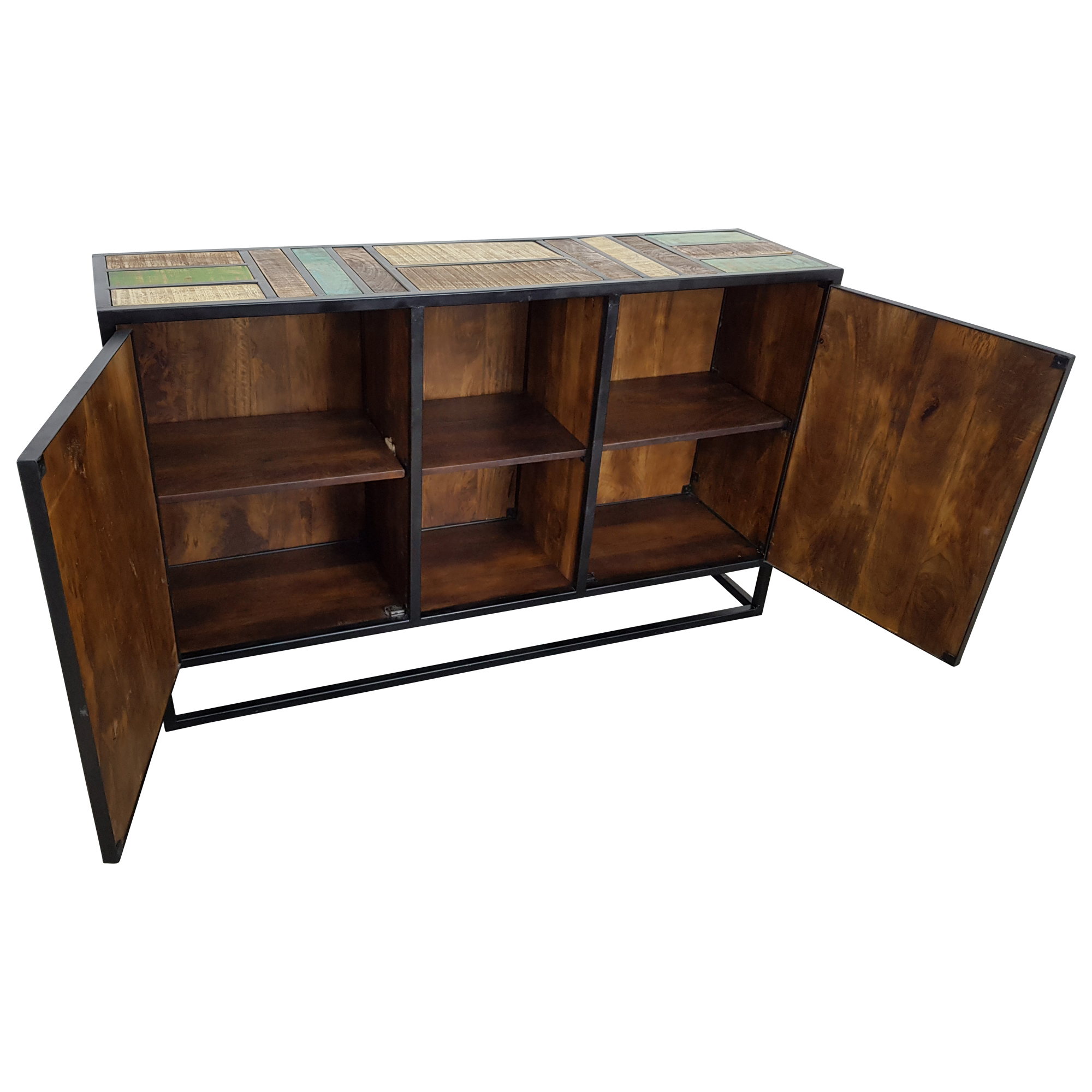 Sideboard Wohnzimmerschrank Kommode 2 Turen Mango Massivholz Bunt