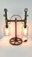 Tischlampe Vintage Lampe Tischleuchte Metall Rohr Industrial Leuchte 45x25x60 cm Retro Look