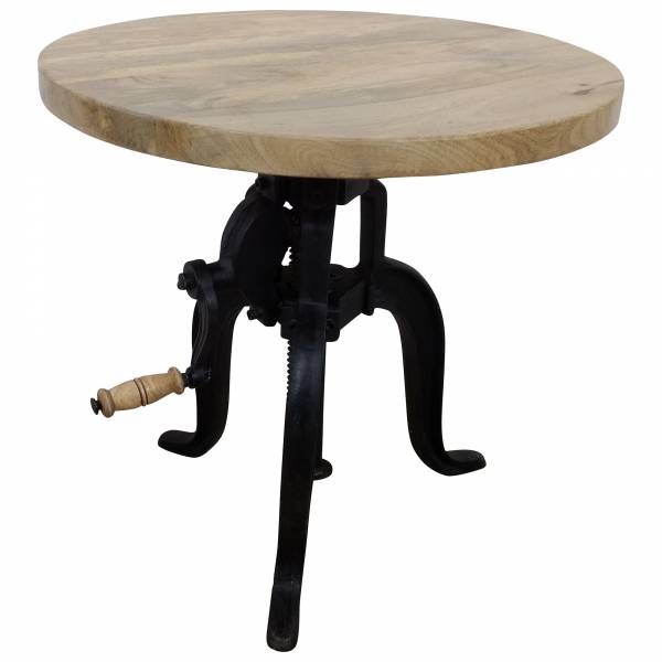 Beistelltisch Tisch Rund Ø Höhenverstellbar Mango-Holz Funktion Industrie Design IT10158