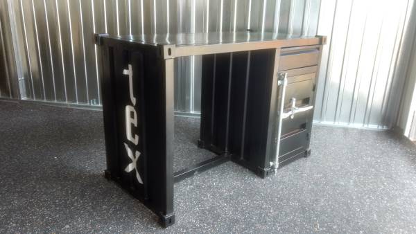 Schreibtisch Container Möbel Metall schwarz Industrie-Design Industrial Look Tex
