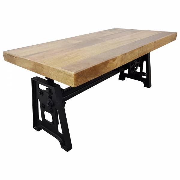 Couchtisch Mango Höhenverstellbar Massiv-Holz Loft Fabrik Industrie Crank Table IT10034