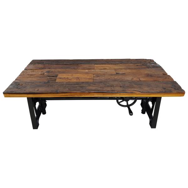 Couchtisch Altholz höhenverstellbar Kurbel Wohnzimmertisch Vintage Crank Table