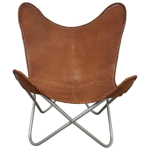 Butterfly Chair Sessel Vintage Lounge Stuhl echt Leder braun Loungesessel