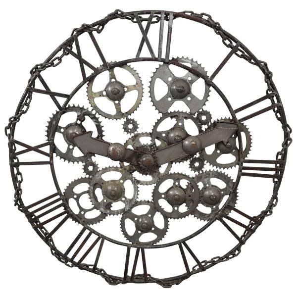 Deko Wanduhr groß xxl Uhr Zahnrad 95 cm Massiv Metall Vintage Lounge Loft Art IT10184