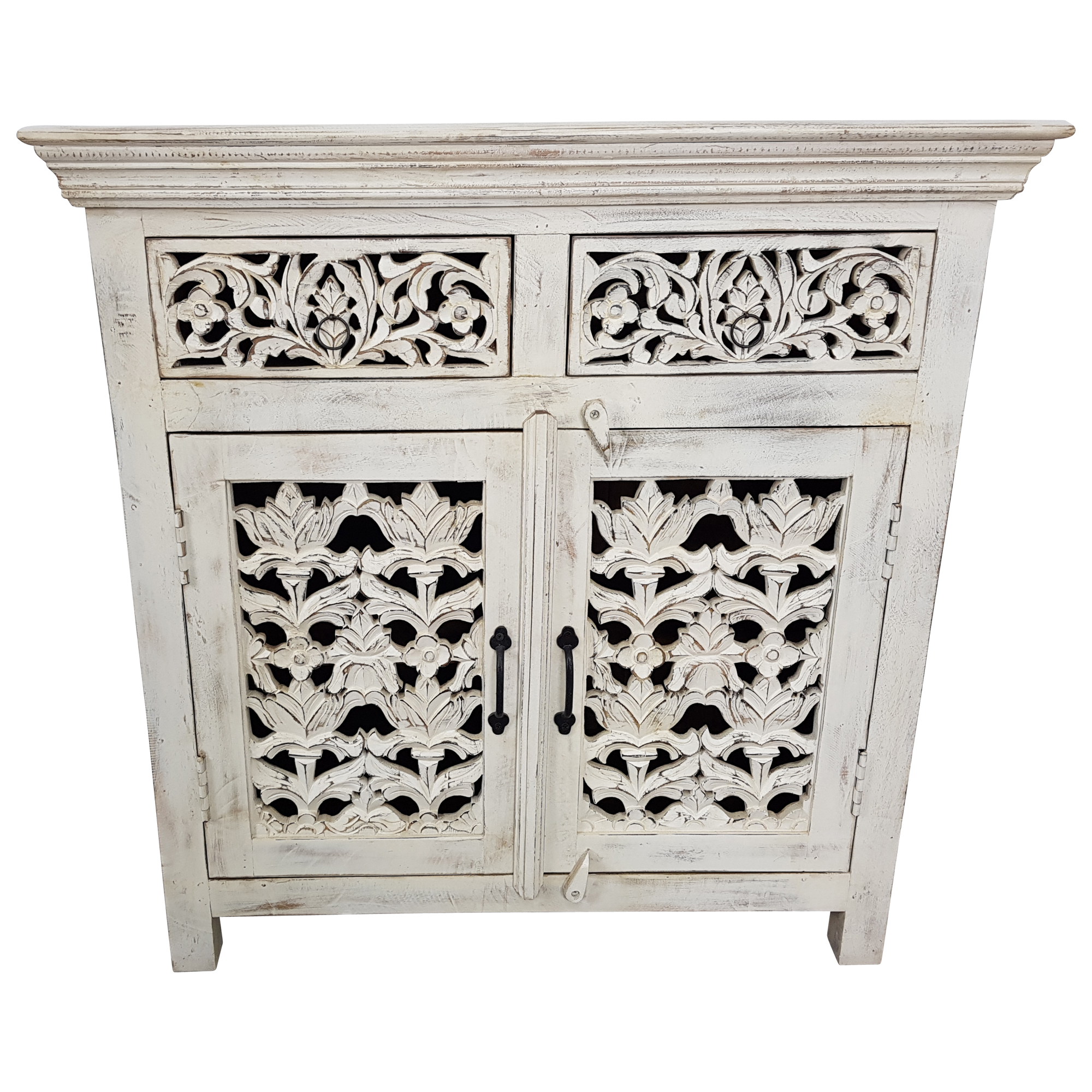 Kommode Schubladen Tur Flur Schrank Weiss Massivholz Vintage Shabby