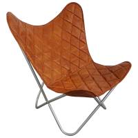 Butterfly Chair Sessel Design Lounge Stuhl Leder braun Loungesessel Retro Art