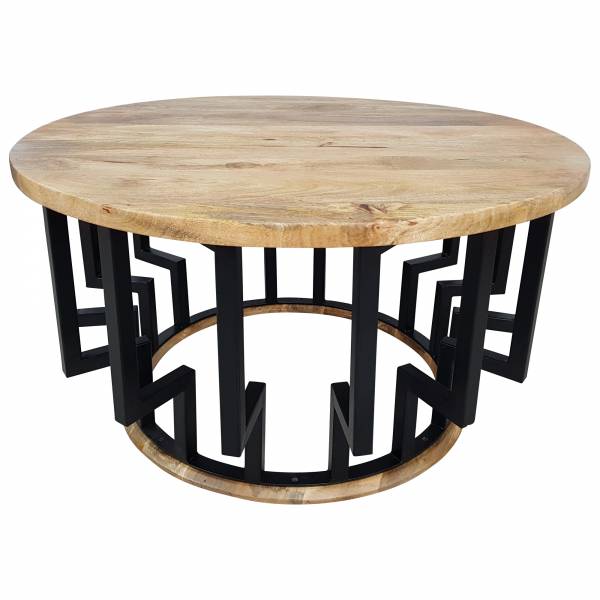 Couchtisch Lounge-Tisch Mango Massiv-Holz Rund 70 Ø Bar Bistro Cafe Industrial IT10142