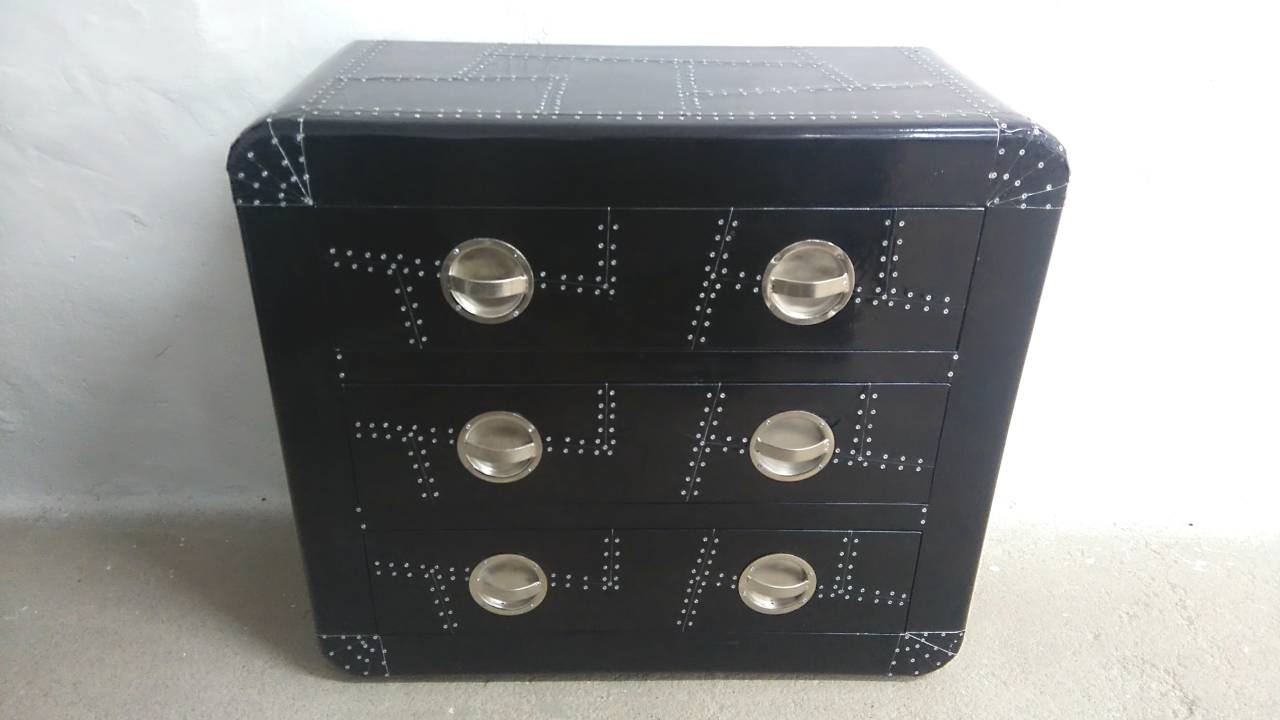 Design Metallschrank schwarz Kommode Sideboard Highboard Alu Airman Avia Aviator Design Metallschrank schwarz Kommode Sideboard Highboard Alu Airman Avia Aviator