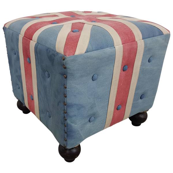 Sitzhocker Sitzwürfel Hocker Union Jack UK Flagge Motiv England Chesterfield Art IT10152