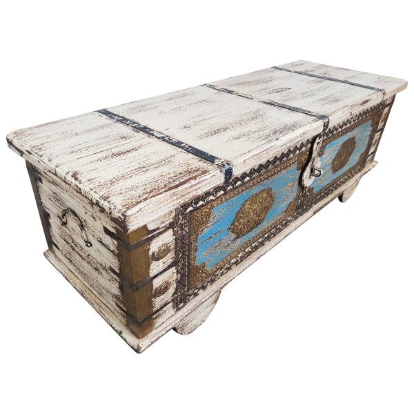 Truhe Kiste Holztruhe Vintage Massiv Box aus Altholz Antik Handarbeit Unikat 5
