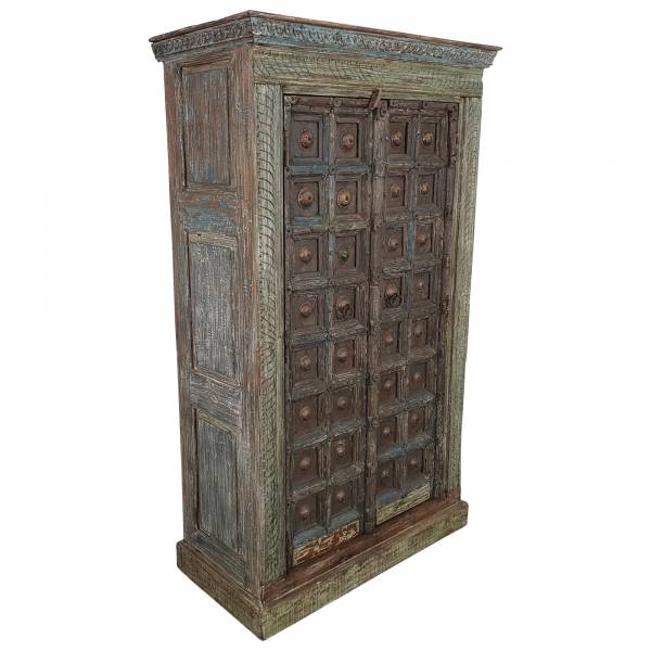 Schrank antike Türen Damachiya Vintage Taste of India Massiv-Holz Antik Unikat IT10187