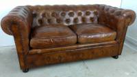 Sofa Couch Lounge Chesterfield 2 Sitzer Leder Antik Look Design Art Deco 50er