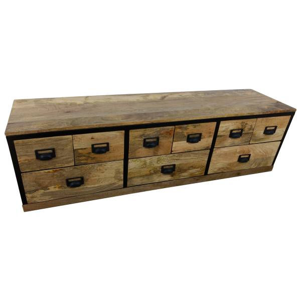 TV-Lowboard Möbel Sideboard Schubladen-Schrank Mango Massiv-Holz Loft art Design