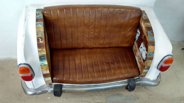 Vintage Couch Shabby Chic Retro Sofa Sitzbank Bank Taxi Auto Industrie Design