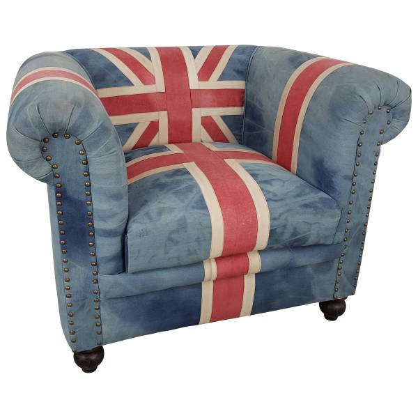 Clubsessel Polster-Sessel Lounge Union Jack UK Flagge Motiv England Chesterfield