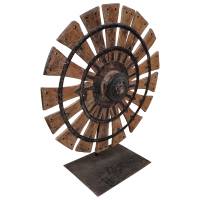 Dekoobjekt Vintage Massiv Holz Skulptur auf Metallständer Art Design Rustikal