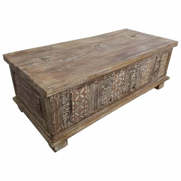Truhe Kiste Holztruhe Vintage Massiv-Holz Box aus Altholz Antik Türen Handarbeit IT10180